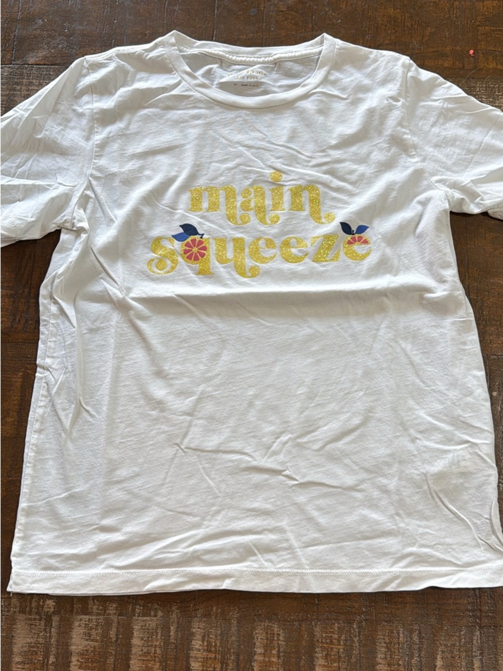 Kate Spade White Graphic Tee "Main Squeeze" XS